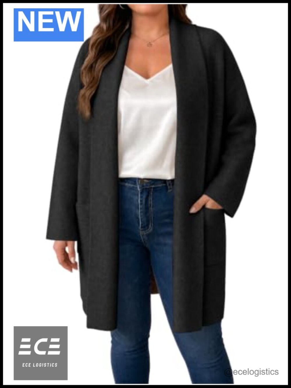 Womens Plus Size Long Cardigan Oversized Coatigan Knit Sweater